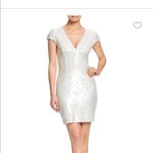 White Cap Sleeve Sequin Dress - DTP